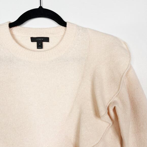 J Crew Womens XSmall Light Pink Ruffle Crewneck Sweater Boiled Merino Wool XS - Picture 3 of 12